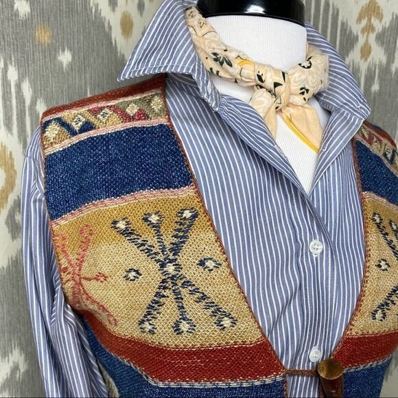 Ralph Lauren Southwest Multi Linen Fringe Vest - Picture 16 of 16